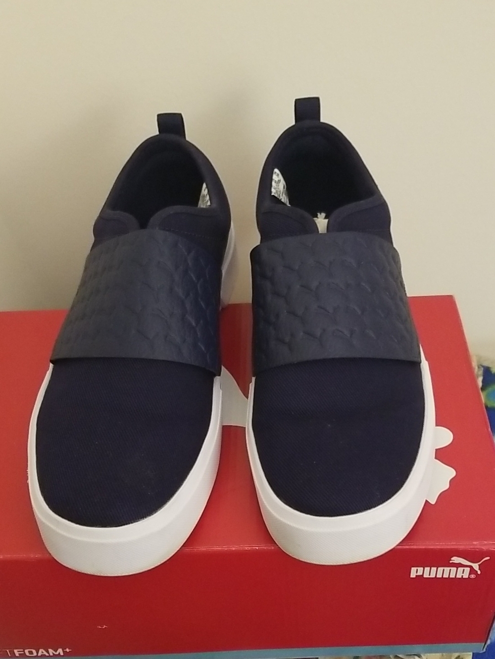 Puma Men's Slip-On Sneakers in Navy and White